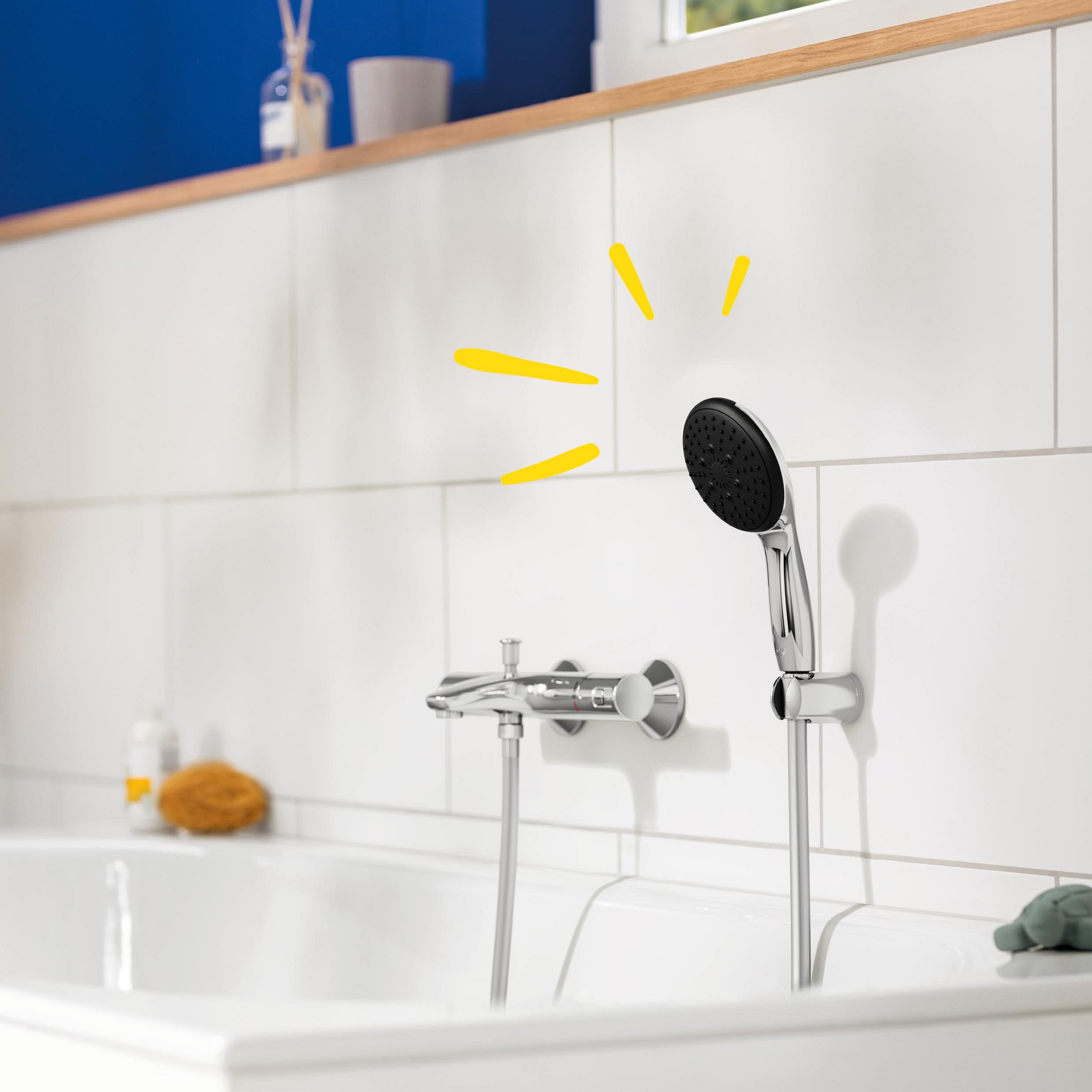 GROHE Vitalio Start 110 Juego de Soporte de Pared (Alcachofa de ducha, 3 Tipos de Chorro, Manguera 1750 mm, Duradero) Cromo 26769001