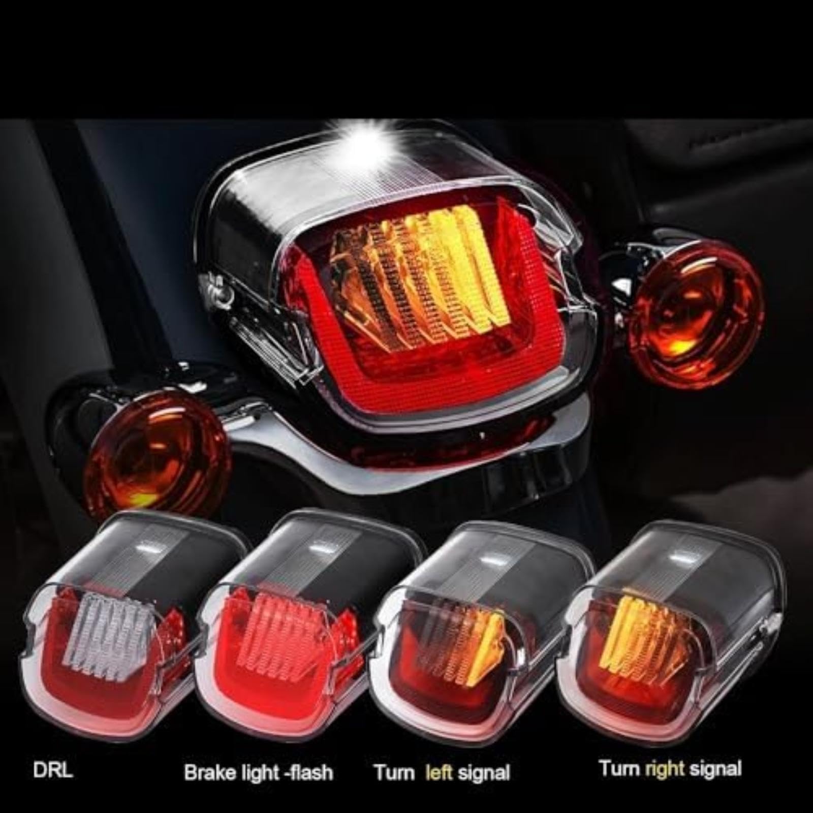Światło tylne motocykla migające światło drl, obracające się, dla działającego hamulca Street Bob Fxdb Road Glide Tylne światło hamowania do roweru (Color 2) Tylne światło (Color 2)