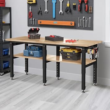 Albott 72-Inch Adjustable 2-Tier Workbench