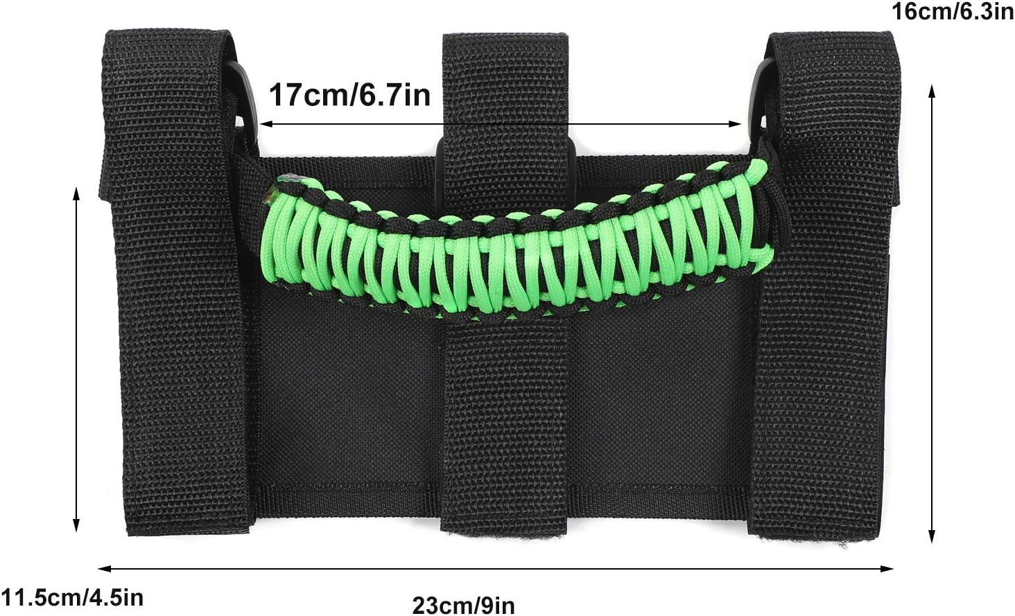 JeCar Grab Handles for Jeep Wrangler, Heavy Duty Roll Bar Grab Handles Compatible with Jeep Wrangler 1955-2023 CJ YJ TJ JK JL & 2020-2023 Gladiator JT, Green