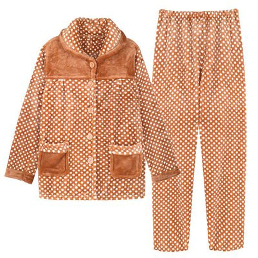 Herbst-Winter-Frauen-Pyjama-Sets Flanell-Warmer Pyjama-Frauen-Dicker Homewear-Pyjama-Flanell (Color : A, Size : Medium Code)