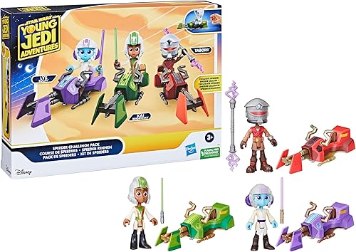 Miniatura 11 de Star Wars: Young Jedi Adventures Speeder Adventure Pack, paquete de 3 figuras de acción y vehículos, juguetes preescolares a escala de 4 pulgadas