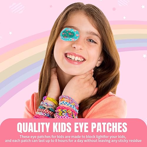 Miniatura 5 de Panelee 60 parches adhesivos para los ojos para niños y niñas, diseños de vendajes adhesivos de algodón para niñas pequeñas, 6 estilos