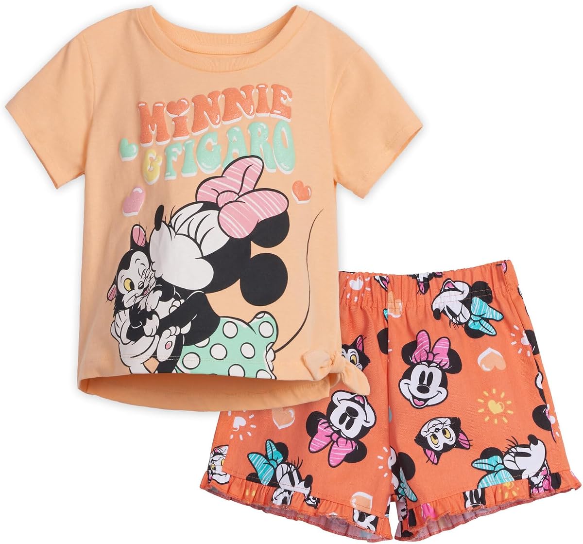 Conjunto de camiseta y pantalones cortos de 2 piezas para niñas para bebés y niños