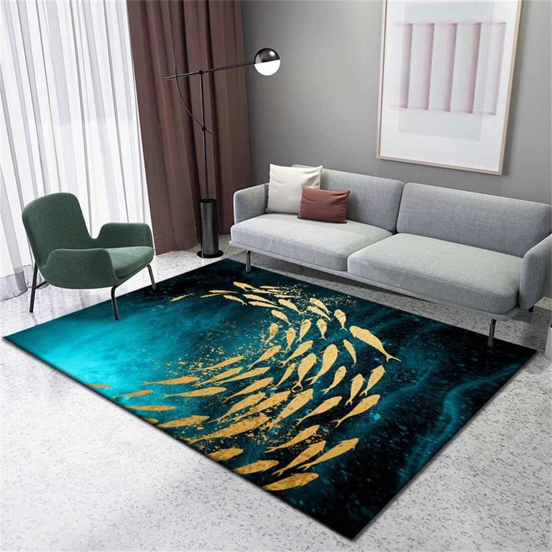 Tapis de jeux voiture bleu 90x150cm déco chambre ado et parc bébé