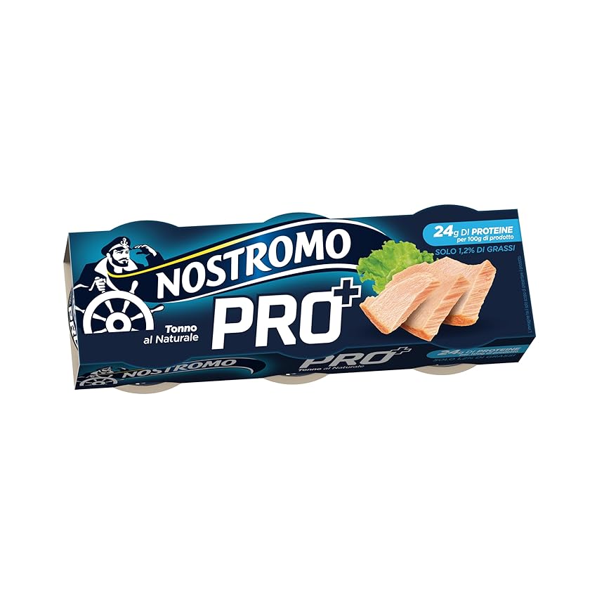 Nostromo – Tonno PRO+, 3 lattine da 65gr. Tonno proteico al naturale. Ricco di proteine, ideale per sportivi e per un’alimentazione equilibrata.