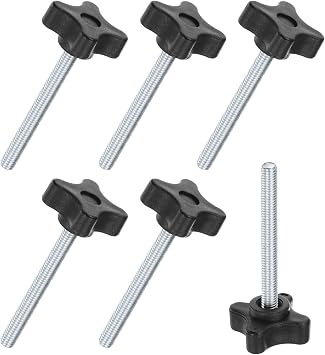 M METERXITY 6-Pack Star Clamping Knobs, M6x60mm Male Thread Screw, Black