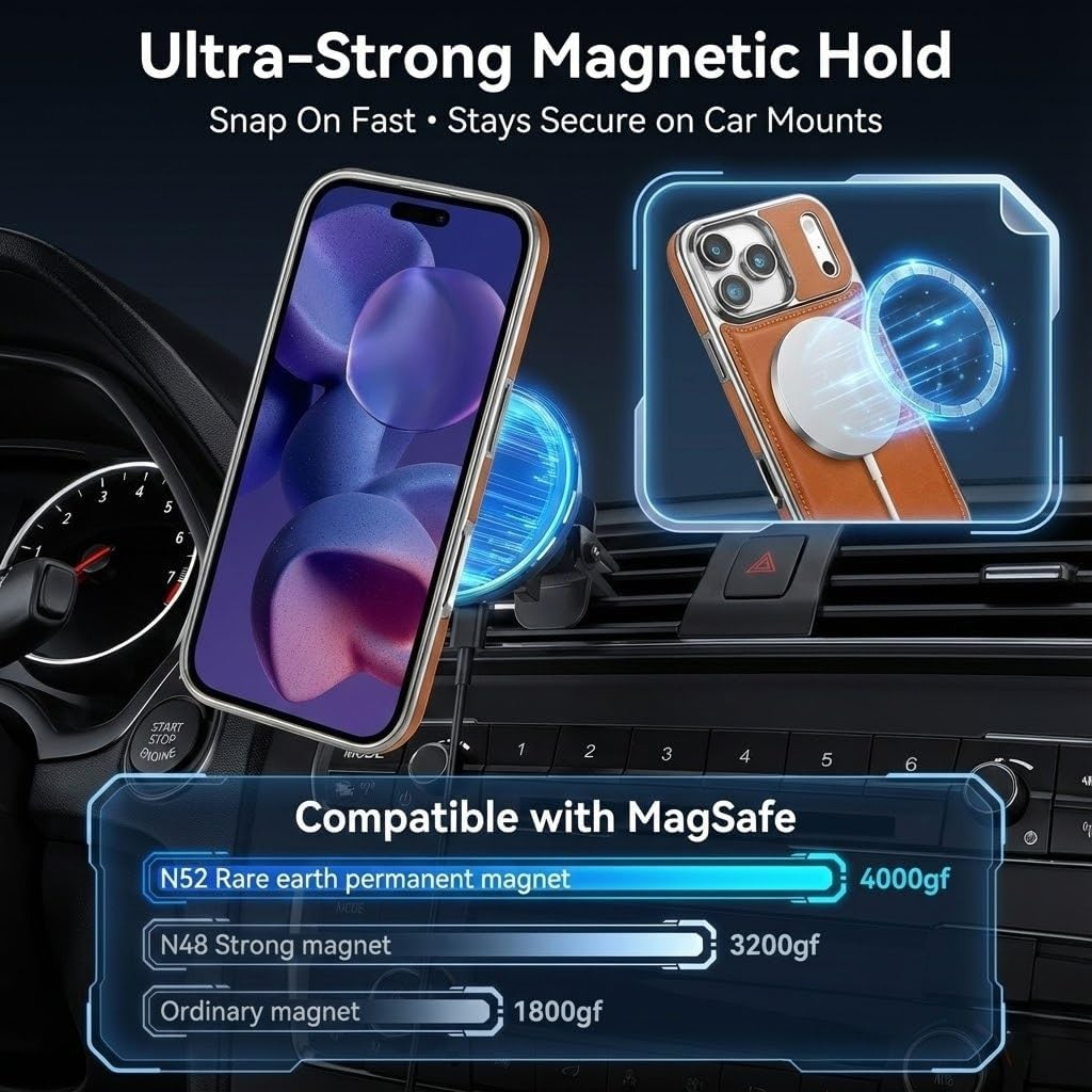 2-in-1 Detachable Magnetic Leather Wallet Case for iPhone 17 Pro Max / 17 Pro / 17 Air / 17, Slim Shockproof Phone Cover with Card Holder & Kickstand, Compatible with MagSafe(Black,17 Pro Max)