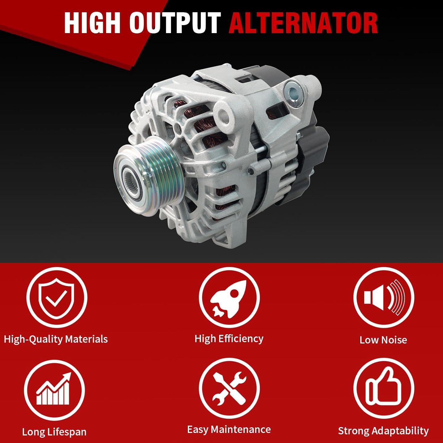 Alternator 11710N Compatible with Hyundai Sonata Santa Fe Sport 2013-2016 Kia Sorento 2012-2014 Optima 2014-2015 L4 2.0L 2.4L Replace 373002G800 FG15S059 FG15S110 373002G950