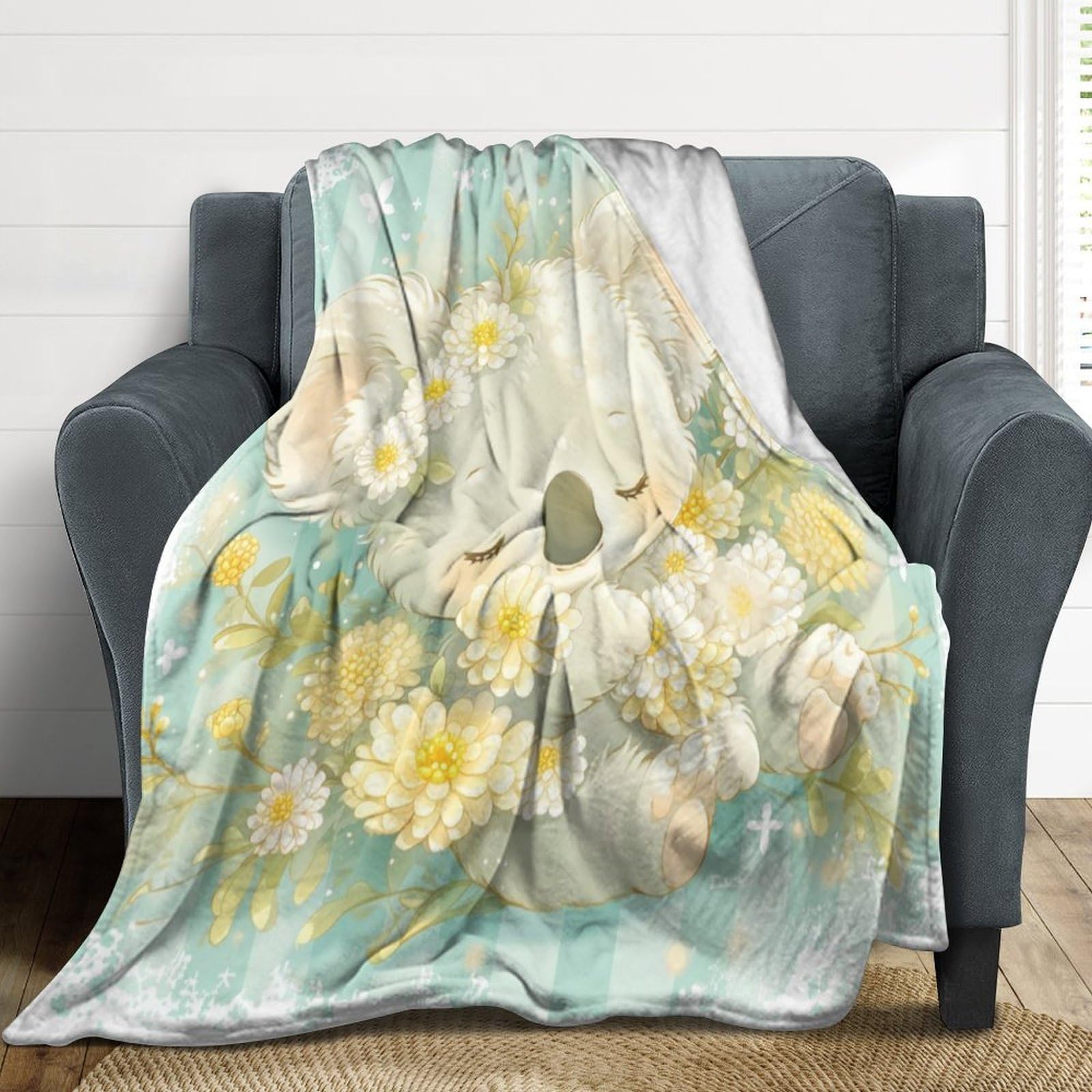 Couverture en flanelle motif animaux koalas plaid canapé quatre saisons