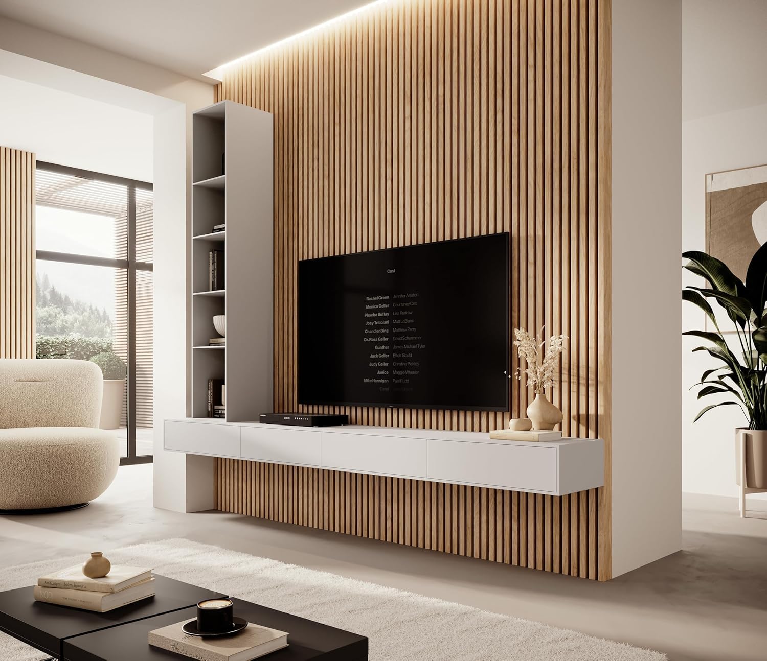 Pannello Acustico MDF 240x53 cm Rovere Sonoma con Lamelle Moderne su Feltro per Rivestimento Parete Effetto Legno