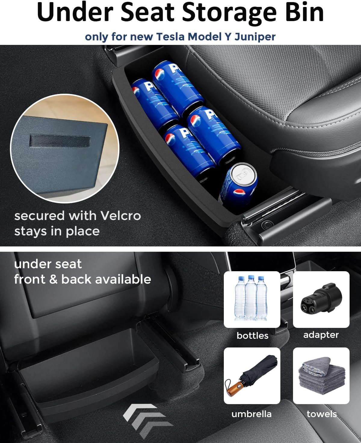 5-PCS Center Console Organizer Set for 2026 Tesla Model Y Juniper, Under Seat Storage Box, Wireless Charging Pad Cover & Trays, Custom Fit Anti-Rattle Interior Accessories (Grey/Black)
