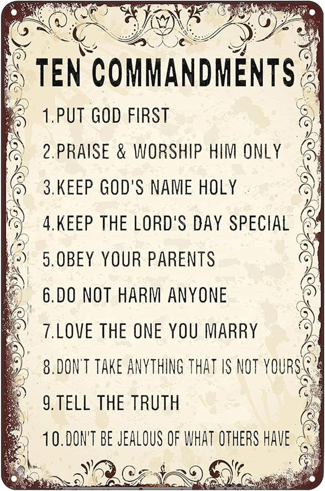 ZDVHOMCB Ten Commandments Vintage Western Aluminum Sign Cowboy Theme for Church Cabin Decor 8 X 12 in