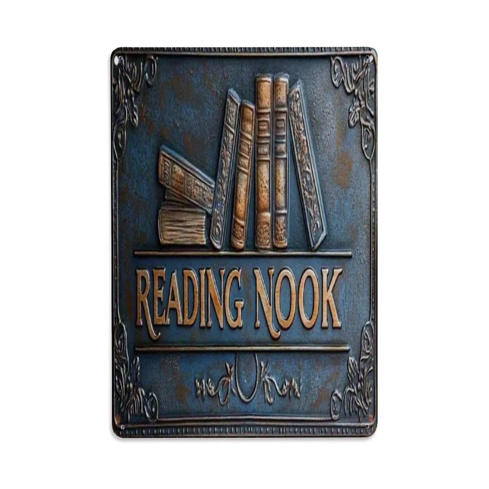 Rkundrne Vintage Reading Corner Metal Tin Sign Garden Bedroom Cafe Bar Man Cave Home Wall Decor Metal Poster 8X12 In