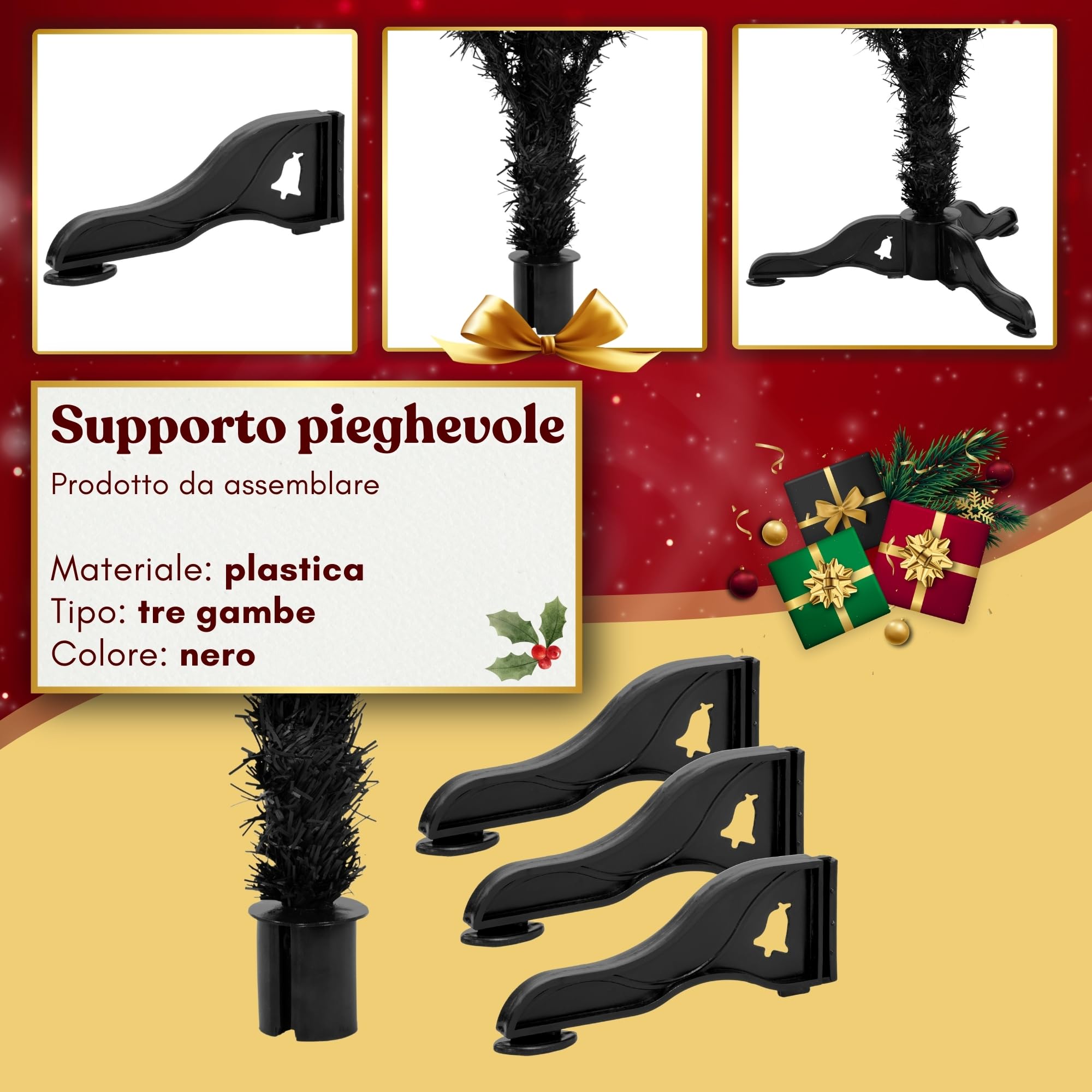 Springos Albero di Natale artificiale 150 cm – Albero di Natale nero Premium Deluxe, denso e realistico come reale, con robusto supporto e cartone, albero di Natale artificiale moderno per decorazioni