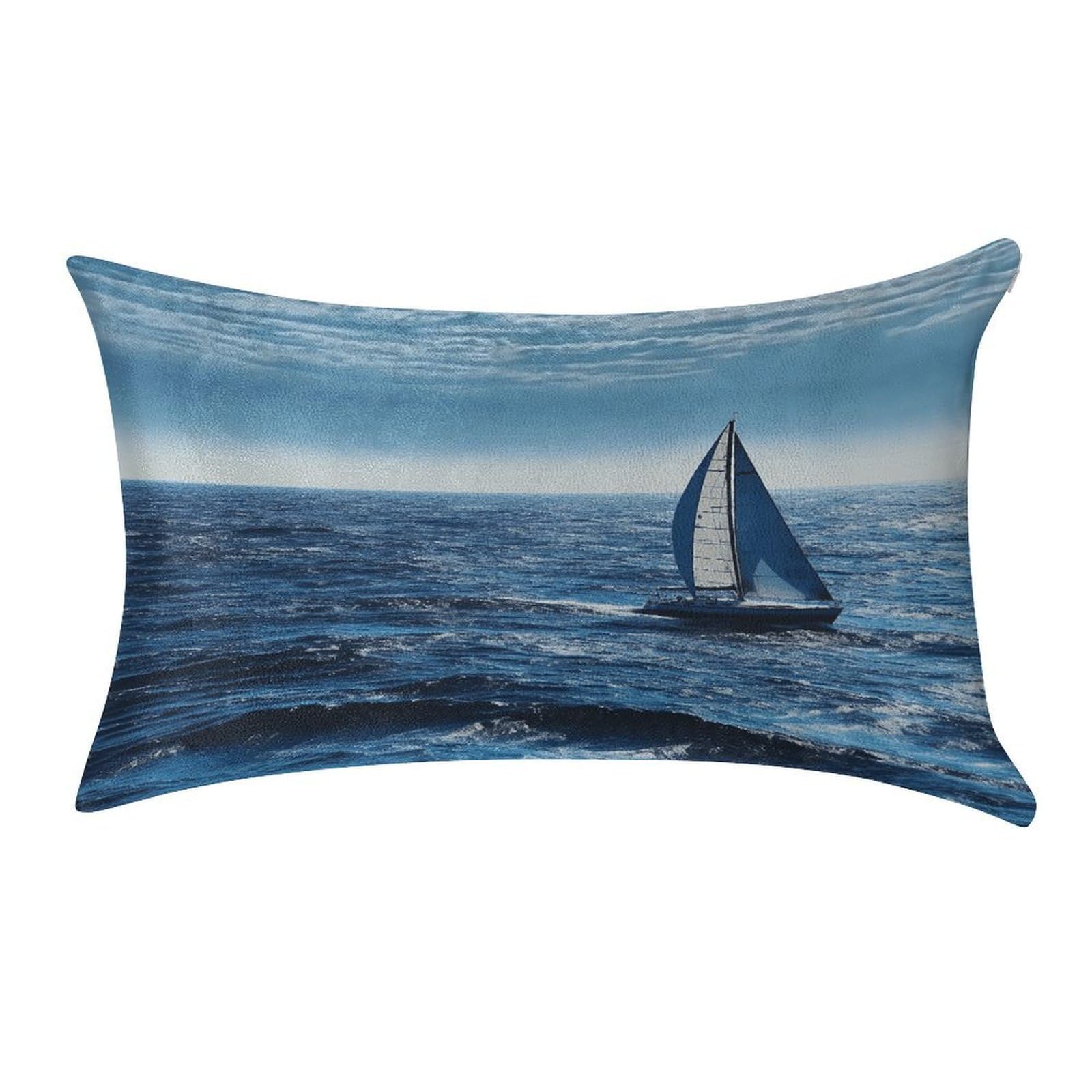 VstaDank Blue Sea Sailboat Pillow Covers Rectangular Cushion Case Cozy Decorative Throw Pillowcase Luxury Lumbar Pillow Shells with Zipper Soft Velvet Pillows Shams 12 X 20 in