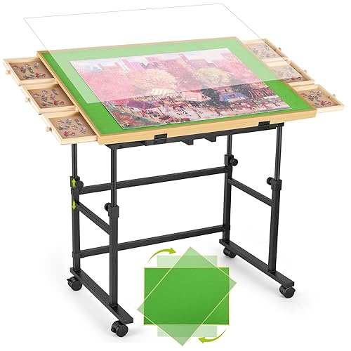 1500 Piece Jigsaw Puzzle Table with Metal Lazy Susan, Rotating