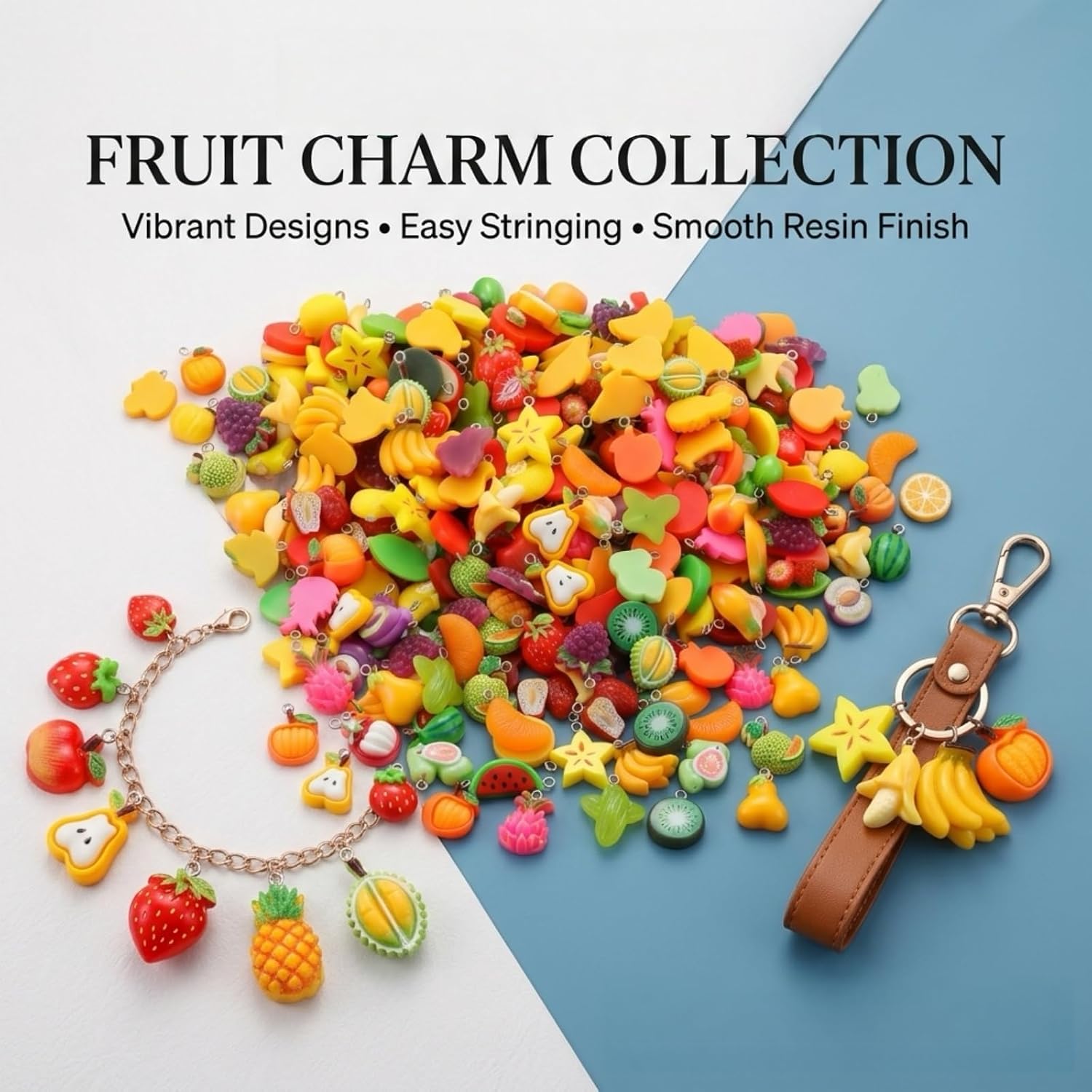 40 PCS Fruit Charms, Assorted Fruit Resin Charms for Jewelry Making image 3