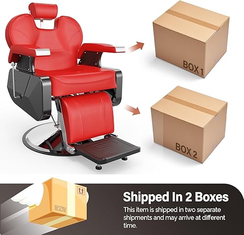 Miniatura 9 de OmySalon Silla de peluquería reclinable, silla de salón para estilista resistente, asiento ancho giratorio de 360 grados, silla multiusos para