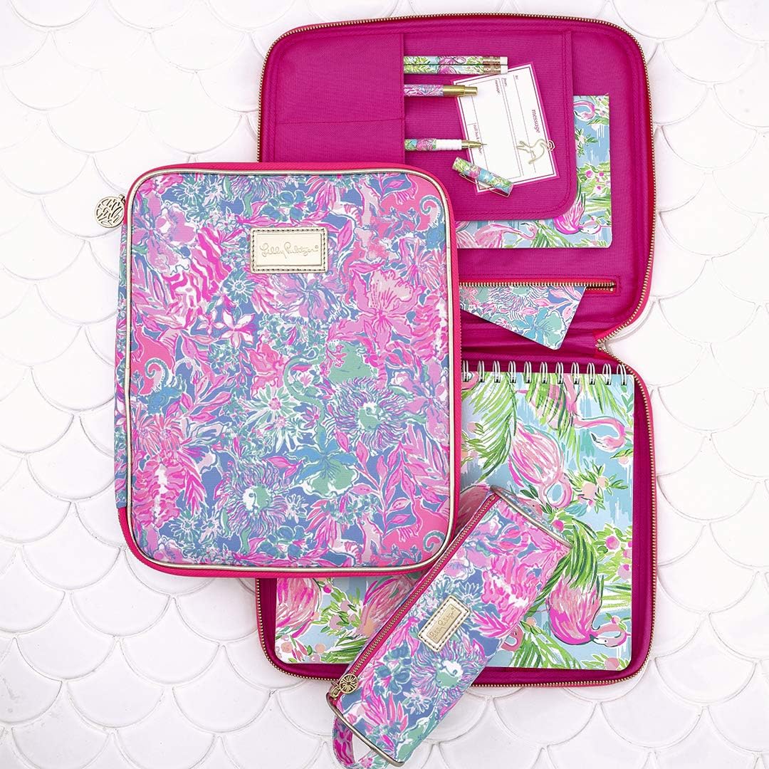 Lilly Pulitzer Pink Pencil Pouch Holder, Cute Travel Bag/Case with Carrying Handle and Zip Close, Viva La Lilly - Image 5
