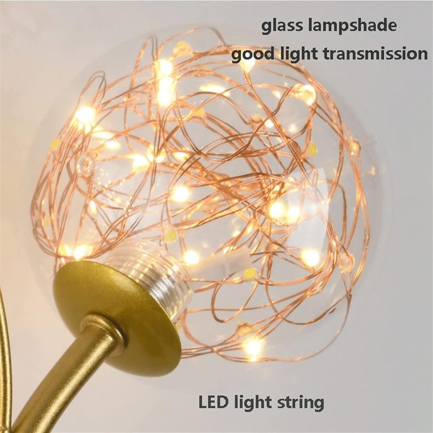 Creative Glass Ball Shade Wall Light, Unique Double Head Wall Sconce, Elegant LED Wall Lamp, Indoor Decorative Lighting Fixture for Bedroom Bedside Living Room Restaurant Hotel, Gold image 5