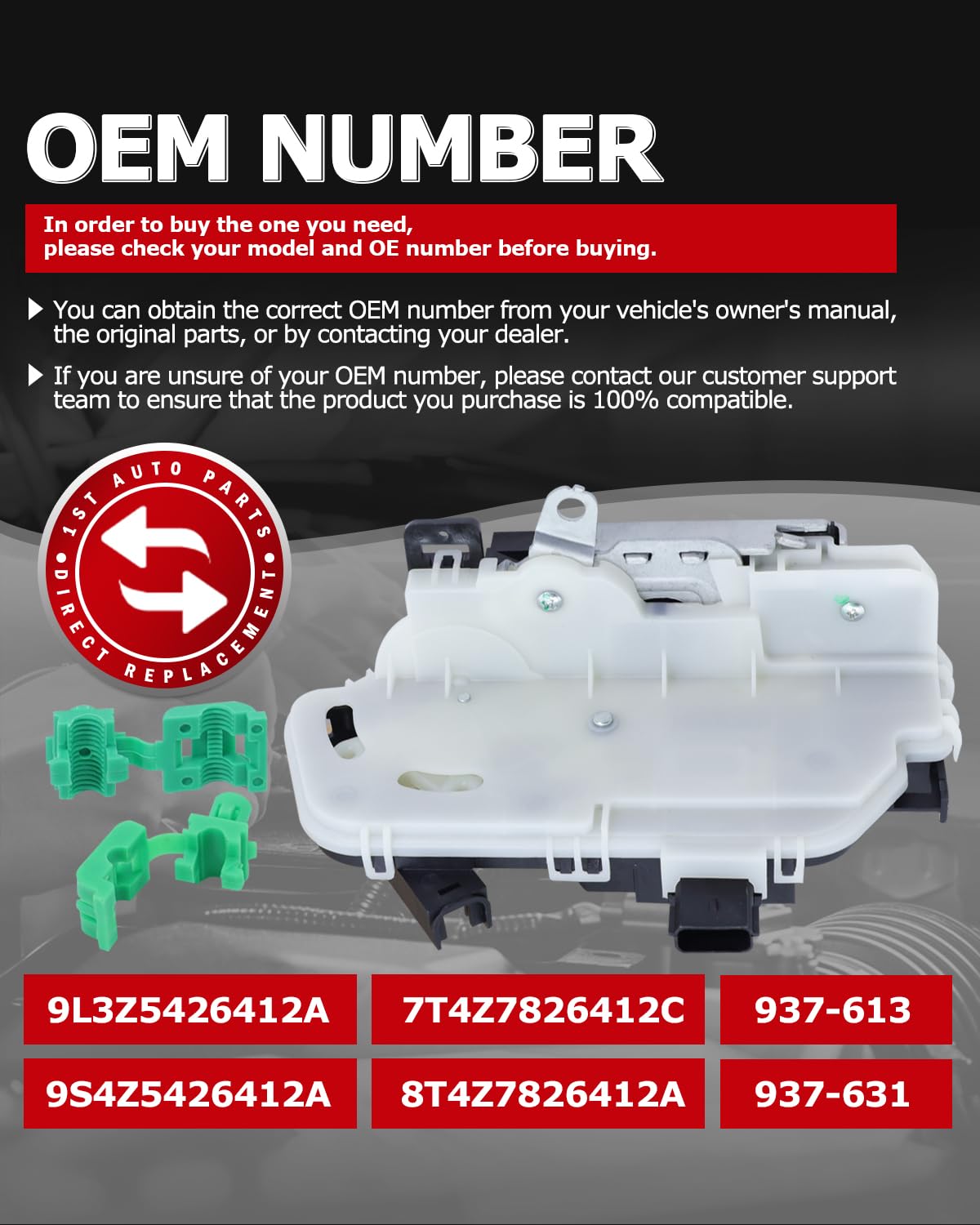 1ST 9L3Z5426412A Door Lock Actuator Latch Rear Right Assembly for Ford Explorer F-150 Taurus Lobo 2009-2019, for Lincoln MKS Mark LT 2009-2016, Replaces OE: 7T4Z7826412C 9S4Z5426412A