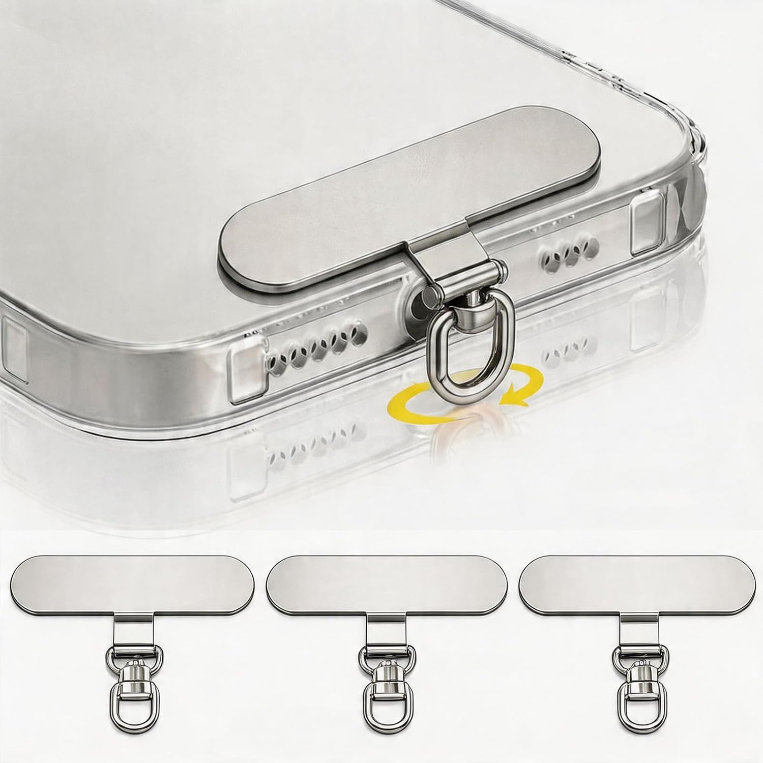Phone Tether Tabs, Heavy Duty 360° Rotatable Phone Lanyard Patch for Cell Phone Strap, Stainless Steel Metal Tether Tab for Wristbands Necklaces Crossbody Straps, Cell Phone Lanyard Tab