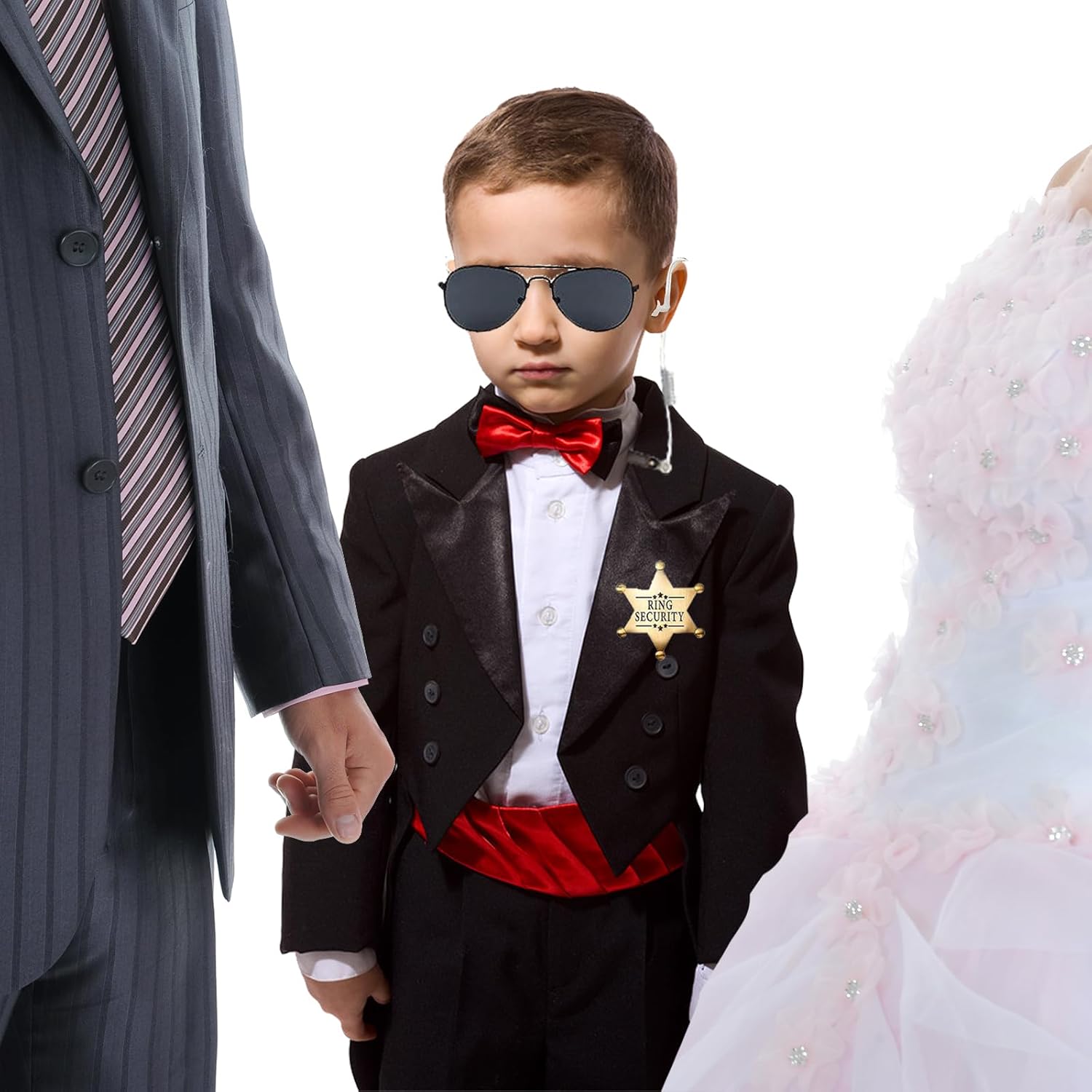 8PCS Wedding Ring Bearer Security Set Wedding Gifts Outfit Stuff Security Badge Ring Bearer Box Flower Girl Groomsmen Proposal Gifts for Little Boys