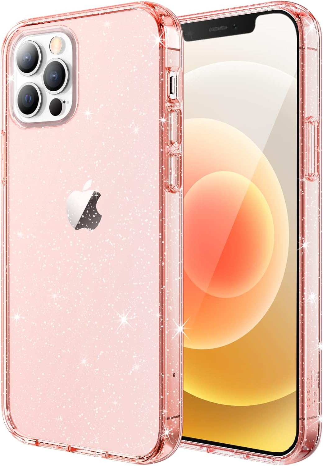 JETech Glitter Case for iPhone 12/12 Pro, 6.1-Inch, Bling Sparkle Shockproof Phone Bumper Cover, Cute Sparkly for Women and Girls (Rose Gold)
