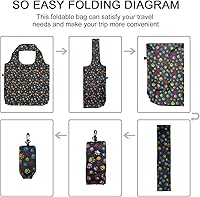 Vista 4 de HOLYLUCK Bolsas de comestibles reutilizables, bolsa de compras plegable resistente (estándar, 3 huellas de patas de perro)