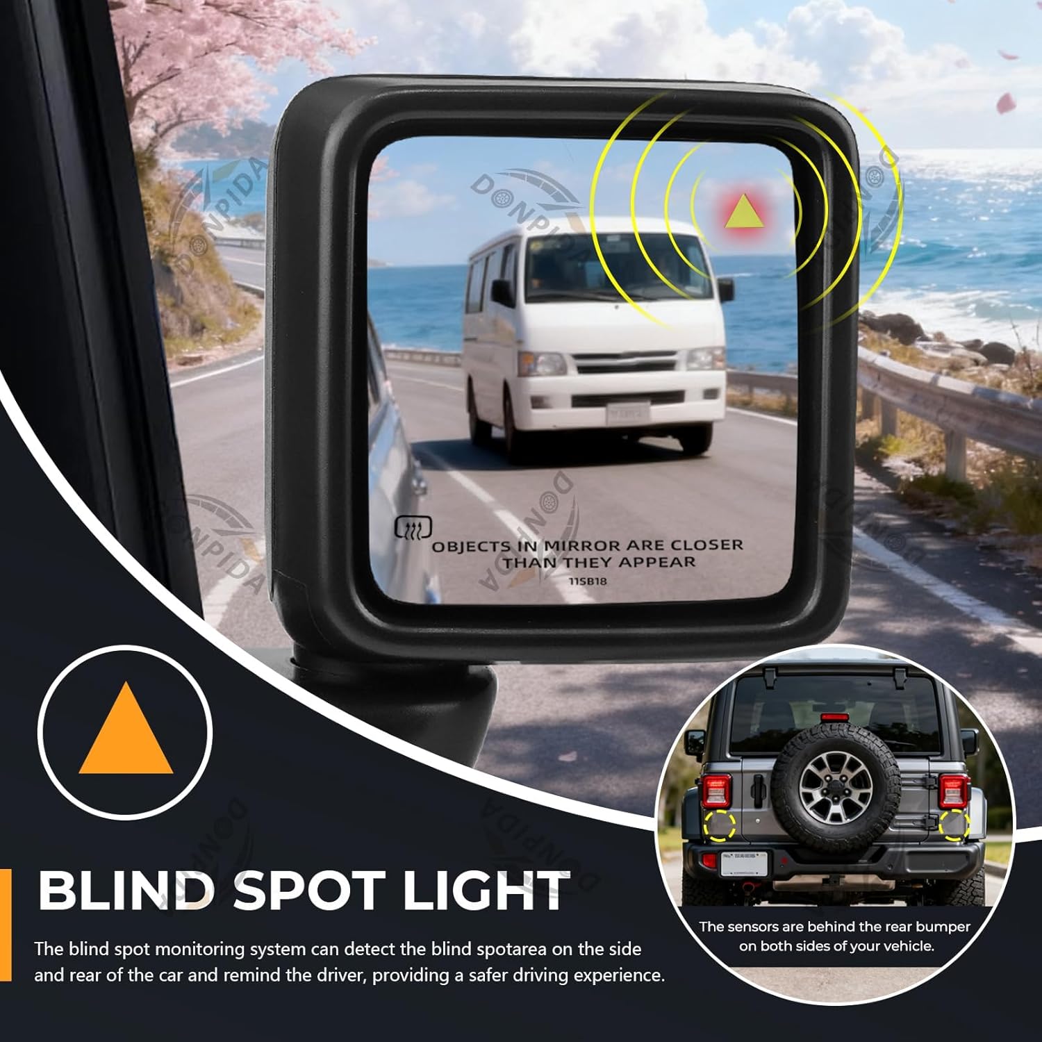 Right Passenger Side Door Mirror Assembly Compatible with Jeep Wrangler JL 2018-2026, Gladiator JT 2020-2026 with Blind Spot Monitor, Heated, Power Adjustable Glass Replace 68281893AG (7 Pins)