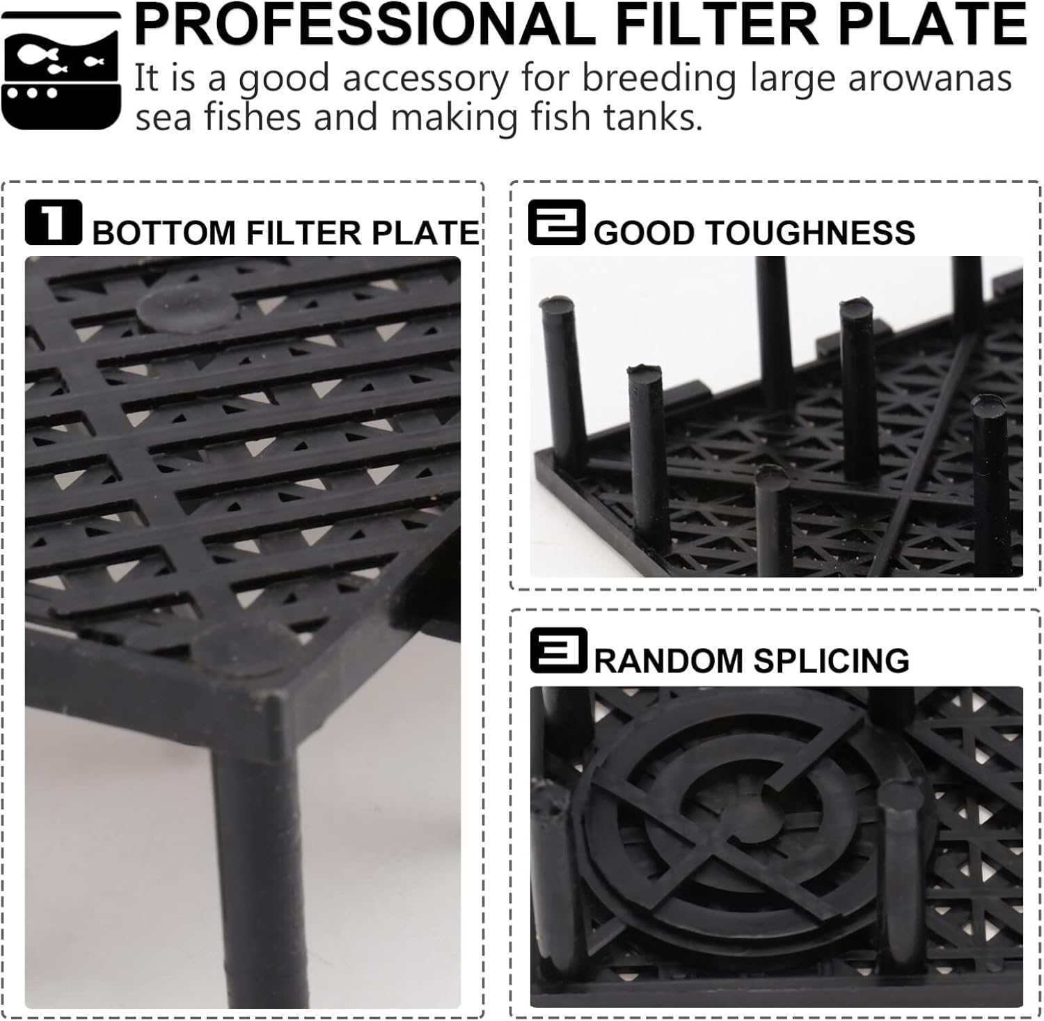 ULTECHNOVO Aquarium 20pc Fish Tank Bottom, Plate Sand Gravel, PVC Splicing Clapboard Bottom, Sand Gravel Board for Aquarium Breeding (Black) Fish Tank Filters