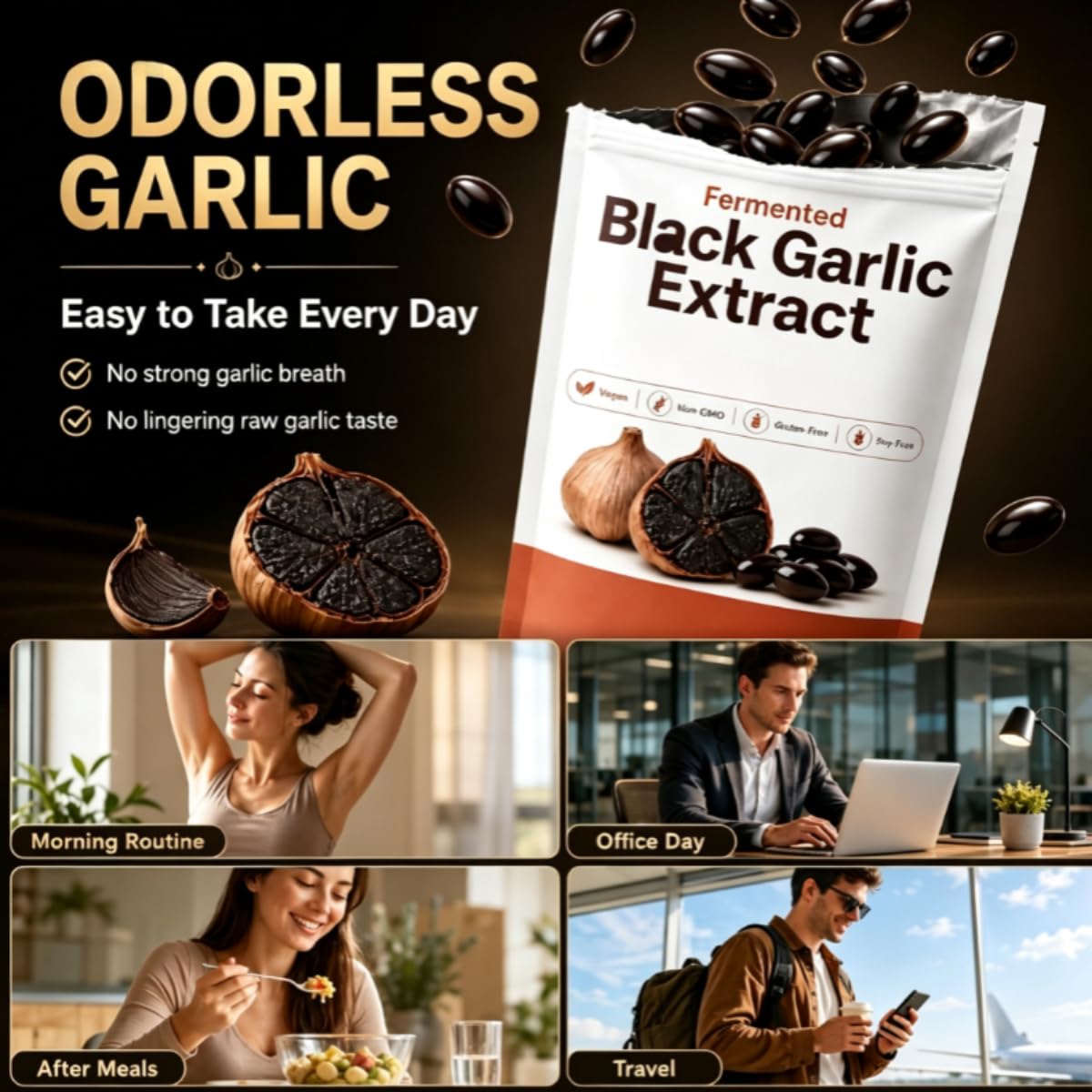 Aglio Nero Fermentato - supporto antiossidante. | Cura del corpo intero; protegge l'intestino, aiuta la digestione; mantiene lo stato energetico; regola l’ambiente corporeo.