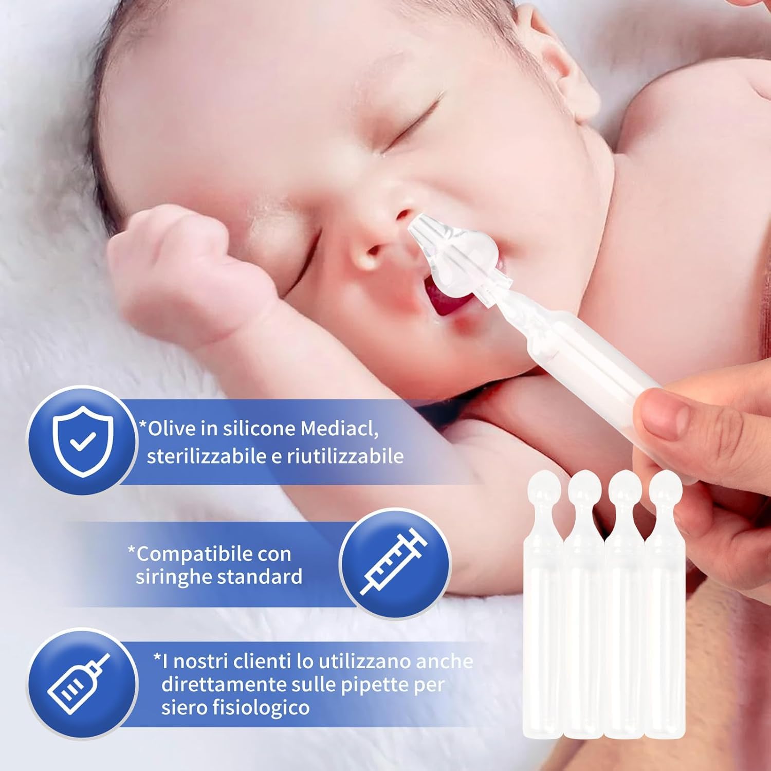 Lot de 16 Embout Seringue Nasale Bébé Mouche Bébé Blanc 16 Pièces + 1 Brosse