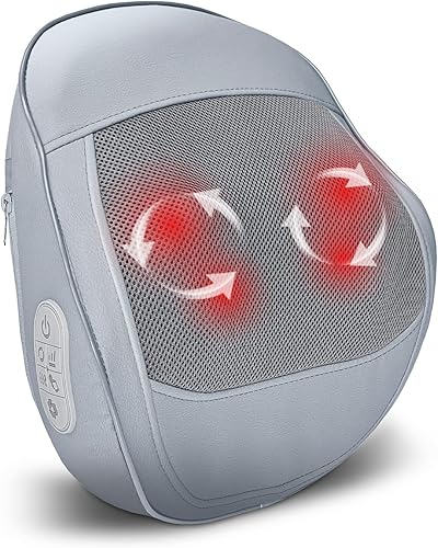 Masajeador inalámbrico de espalda y cuello con calor, para aliviar el dolor de tejido profundo, almohada de masaje eléctrica recargable inalámbrica