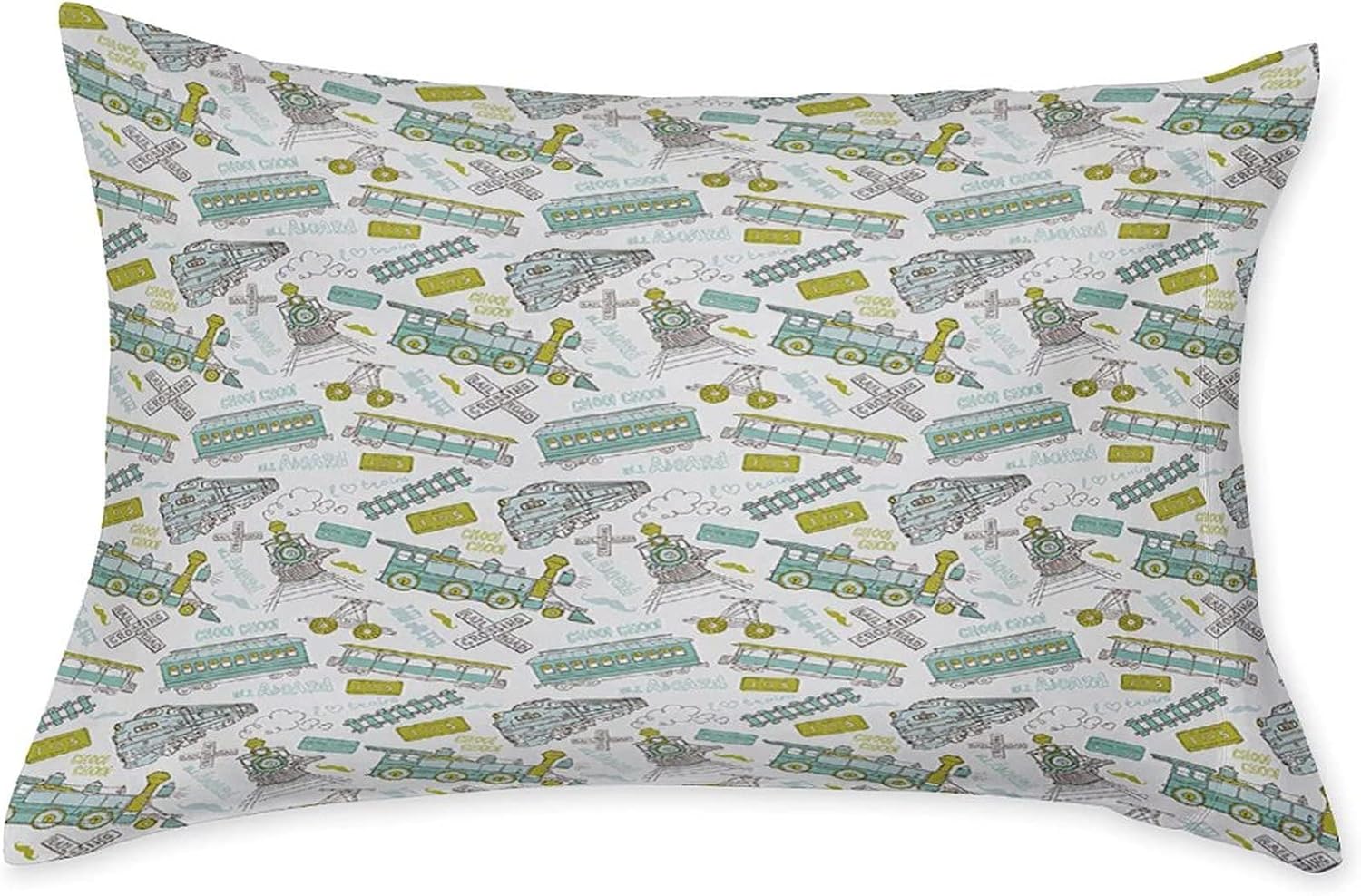 Decorative Fitted Sheet Set Full Size, Steam Engine Deep Pockets Fitted Sheet & 2 Pillow Sham Set, Choo Train Kids Boy Pattern Vintage Printed Microfiber Bedding 3pc Set, for Kids & Adults Bedding