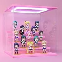 Vista 1 de Vitrina de acrílico transparente para exhibición de figuras Pop Mart, vitrina de almacenamiento Funko Pop con iluminación, a prueba de polvo