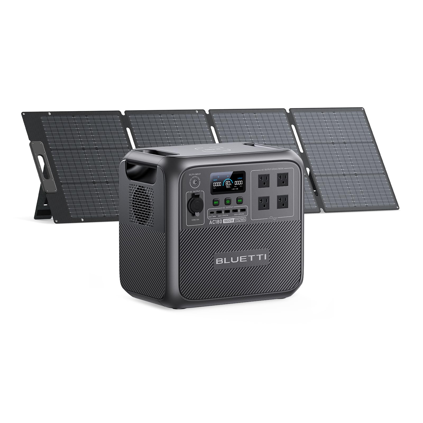BLUETTI AC180 Solar Generator with 200W Solar Panel, 1152Wh