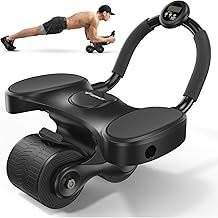 MERACH Abdominal Roller with Knee Mat, Professional Abdominal Roller, Silent, Dual Wheels, High Durability, Easy Assembly, Training Equipment, Exercise Roller, Training, Stretching, Diet, Muscle