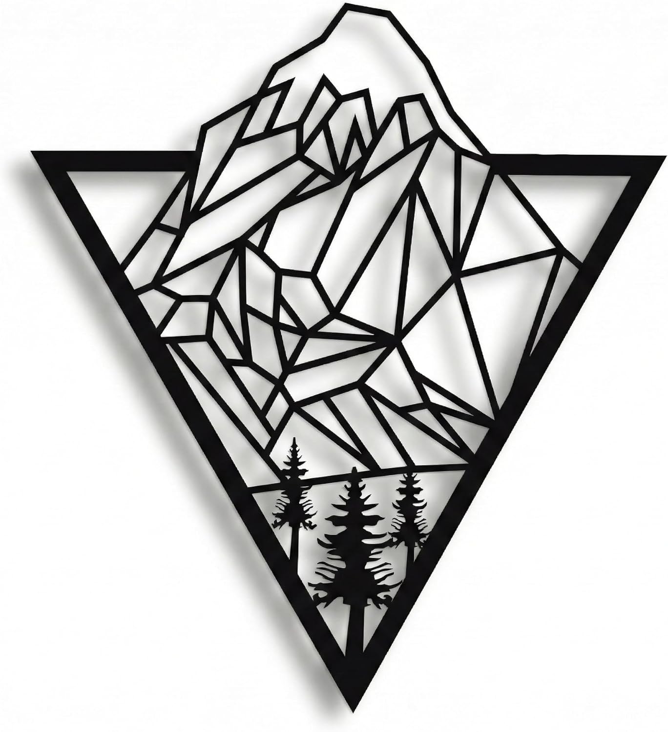DEKADRON Metal Mountain Art, Metal Wall Art, Geometric Mountain and Tree, Metal Wall Decor, Office Decoration, Living Room Decor, Wall Hangings (18" W x 15" H / 45x38 cm)