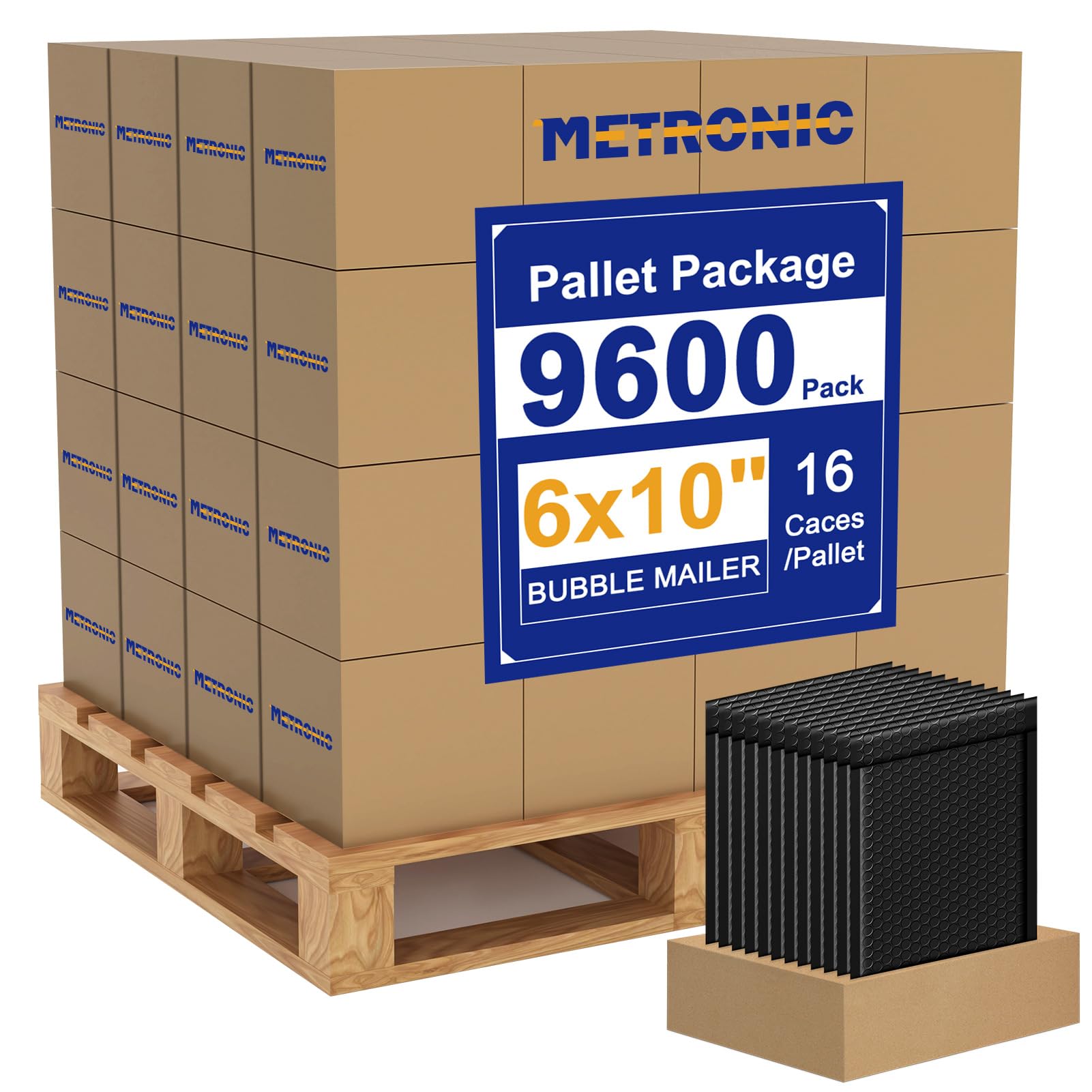 Metronic 9600 Pack Bubble Mailer 6x10" Black Waterproof Padded Envelopes