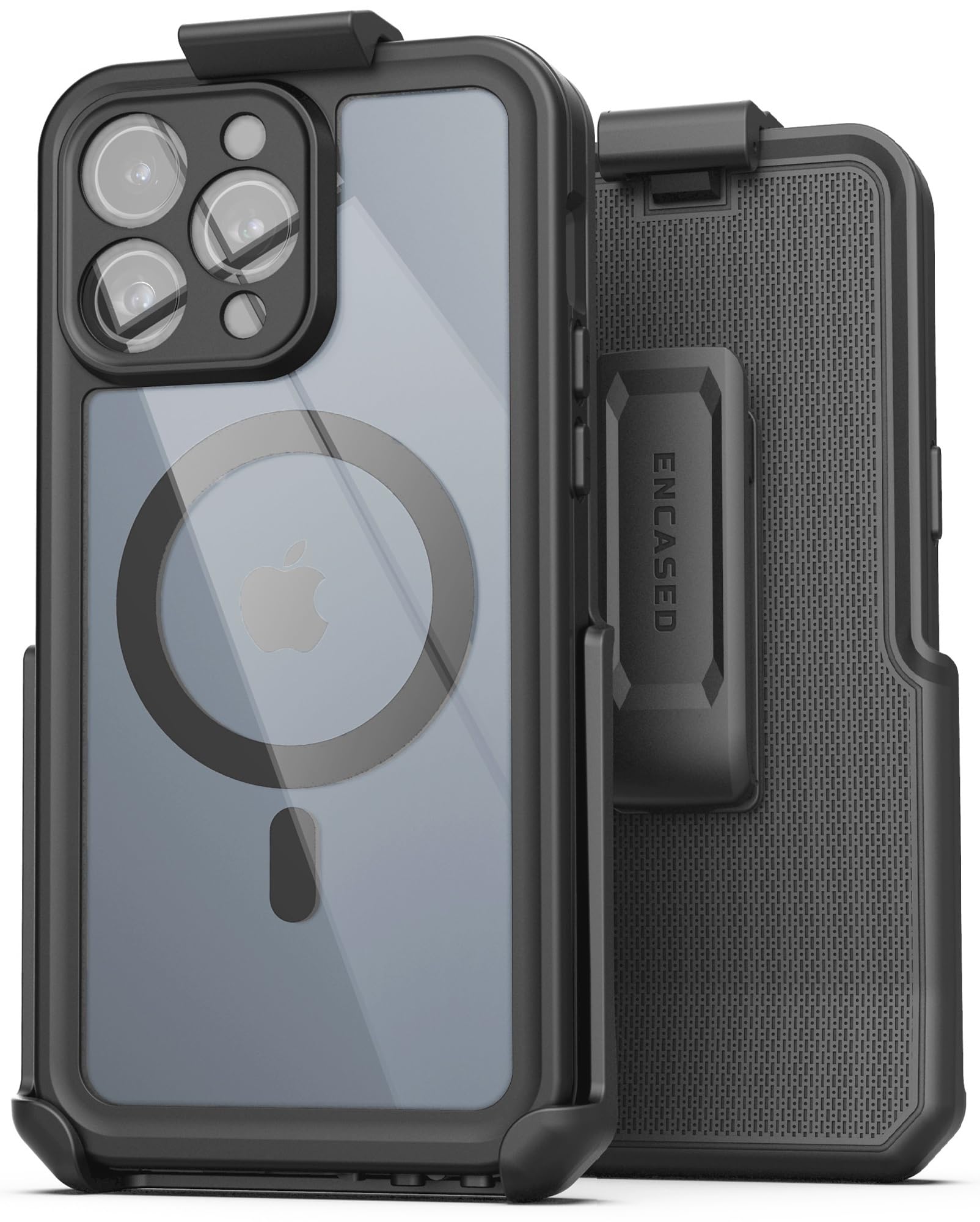 Encased Titan Designed for iPhone 15 Pro Waterproof Case with Belt Clip (Compatible with MagSafe) Full Body Protective Phone Case with Holster (iPhone