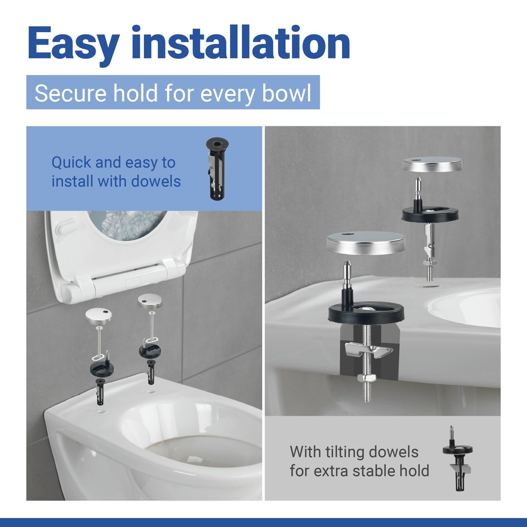 WENKO Tapa de WC Astera - antibacteriano, dispositivo automático de descenso, sujeción higiénica Fix-Clip, Duroplast, 38 x 45 cm, Multicolor