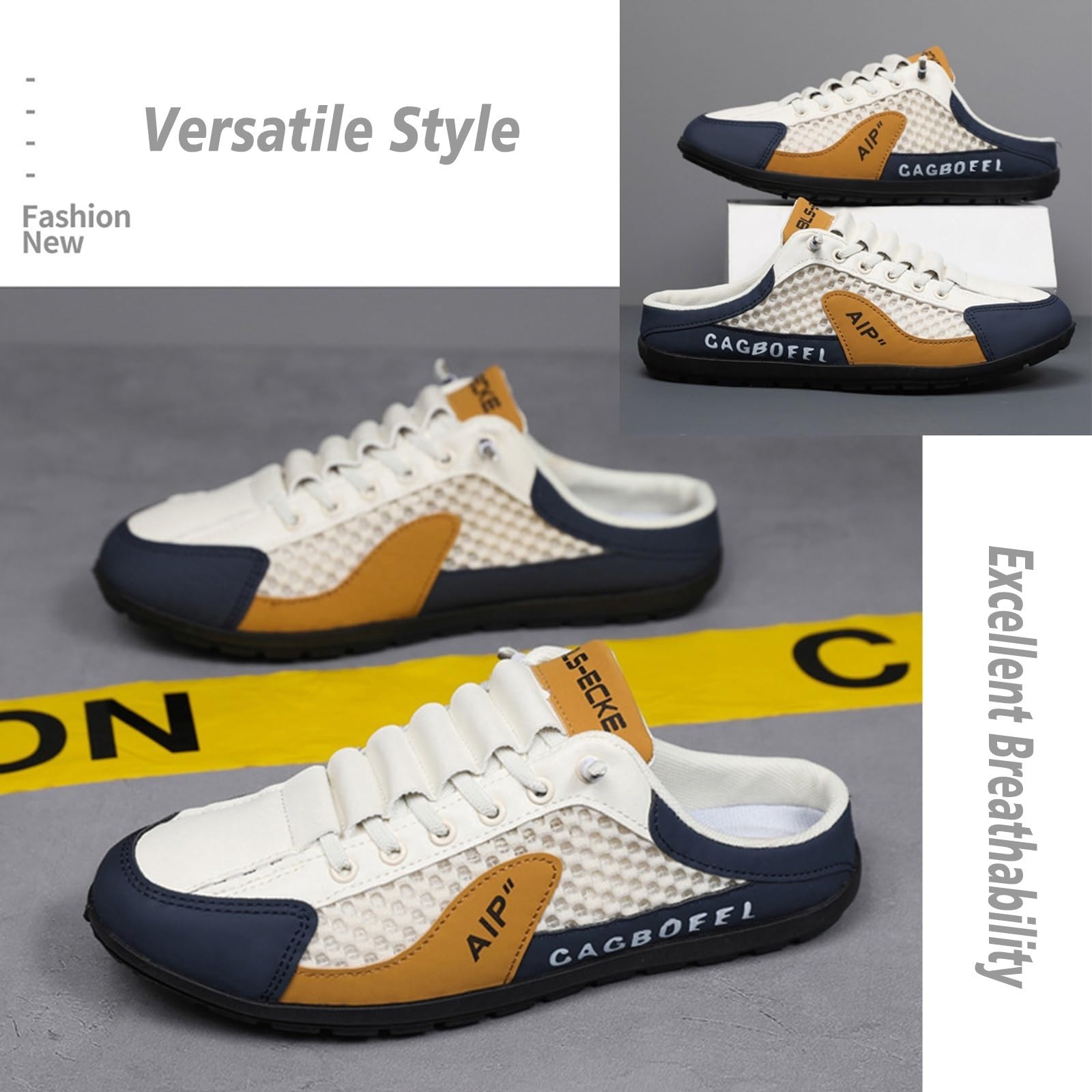 Pumio Pantofole sportive estive da uomo slip-on, scarpe slip-on da uomo senza schienale, scarpe da ginnastica senza schienale in rete traspirante, sabot