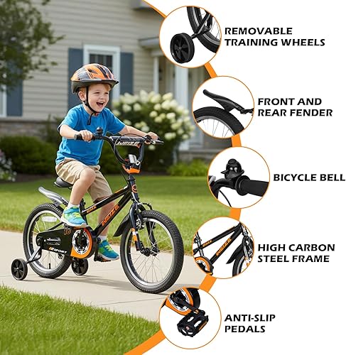 Miniatura 4 de WEIZE Bicicletas para niños, bicicleta de 16 a 20 pulgadas para niños, bicicleta estilo BMX para niños y niñas de 4 a 12 años, bicicleta para niños
