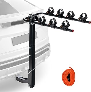 Goplus 3-4 Bike Hitch Mount Rack, Foldable Bicycle Car Rack for 2” Hitch Receiver with Safety Straps, Anti-wobble Design, Reflector, Heavy-Duty Bicycle Carrier Bike Rack for Car, Truck, SUV and Minivan (4-Bike)