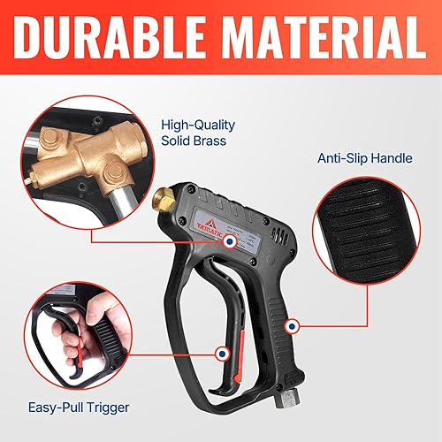 Miniatura 5 de YAMATIC Pistola de lavado a presión flexible de 5000 PSI 12 GPM con varilla de extensión  5 puntas de boquilla  Adaptador M22 y 38 pulgadas  Kit de