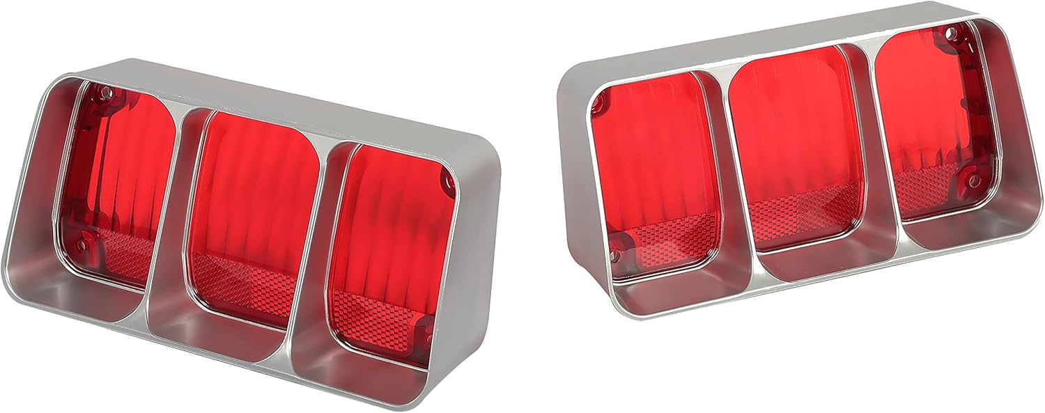 HECASA Lower Tail Light Assembly Compatible with 1972 Oldsmobile Cutlass/442/Cutlass Supreme Tail Lamps W/O Bulbs Red Lens & Silver Housing LH & RH 2Pcs
