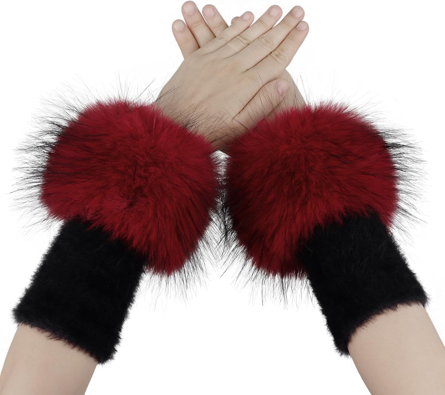 Faux Fur Short Wrist Cuffs Winter Fluffy Furry Wristbands Arm Warmer Accessories for Halloween Party Cosplay - Image 2