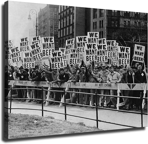 MAiker Póster artístico retro de 1932 con texto en inglés We WANT BEER Protest Against Prohibition (1932 We WANT BEER Protest Against Prohibition)